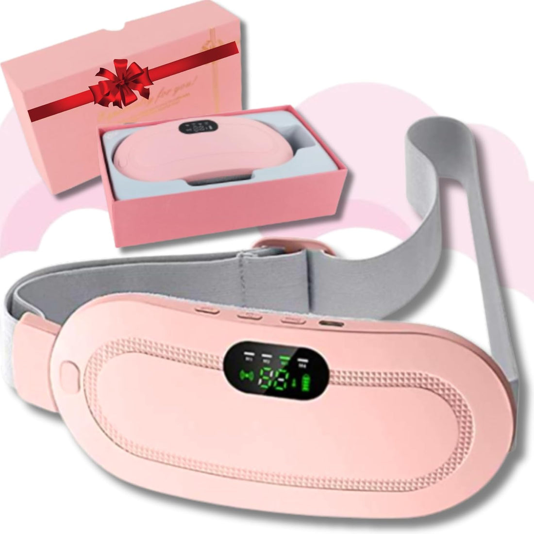 Digital Period Heating Pad and Vibrating Belt for menstrual cramp relief - main view