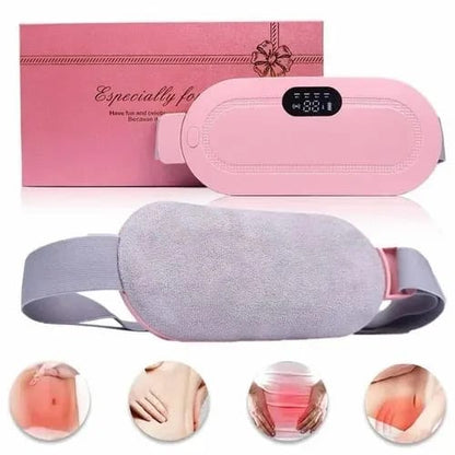 Digital Period Heating Pad & Vibrating Belt | 3 Heat Levels, 4 Massage Modes | Fast Relief for Menstrual Cramps