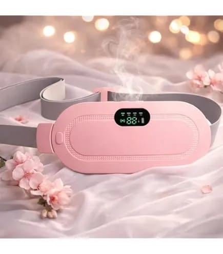 Digital Period Heating Pad & Vibrating Belt | 3 Heat Levels, 4 Massage Modes | Fast Relief for Menstrual Cramps