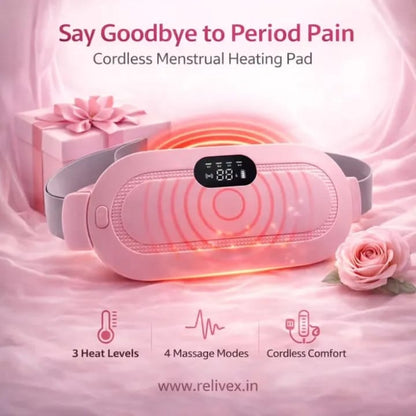 Digital Period Heating Pad & Vibrating Belt | 3 Heat Levels, 4 Massage Modes | Fast Relief for Menstrual Cramps